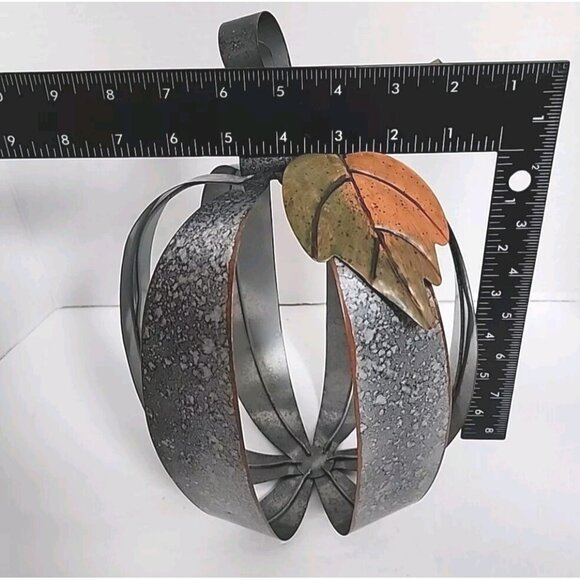 Metal Pumpkin Fall Decor Hammered Galvanized Sheet Thanksgiving Industrial 10" - Picture 10 of 13